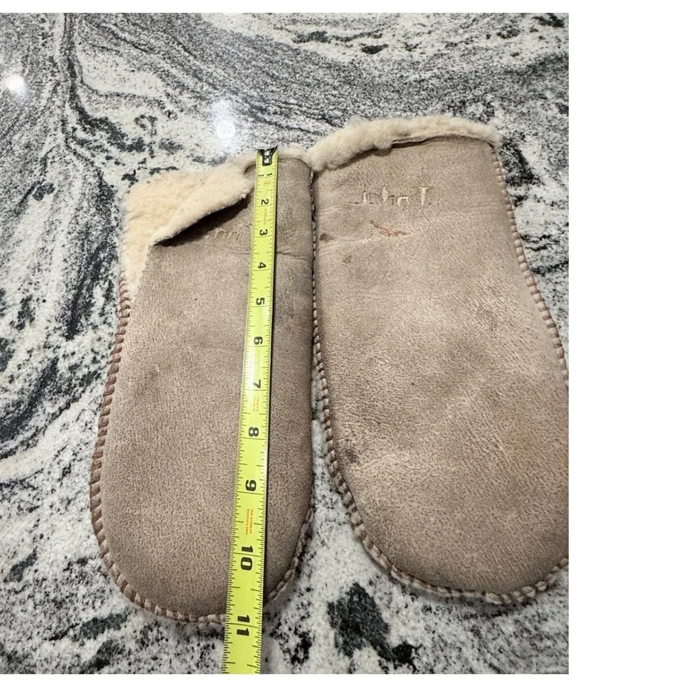 Shearling Mittens Tan Suede Sheepskin Lined Whipstitch Winter Gloves